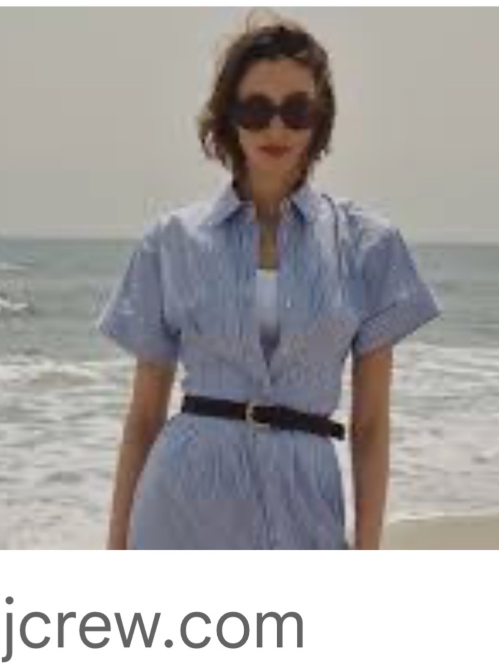 J. Crew Blue and White Striped Midi Shirt Dress w/pockets & self belt - Picture 16 of 16